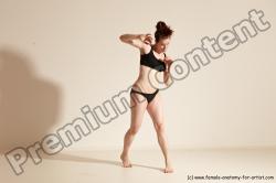 Underwear Martial art Woman White Moving poses Average long brown Dynamic poses Academic